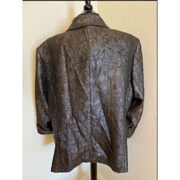 Chaus Brown Crinkle Jacket Sz 18W - Picture 2 of 5